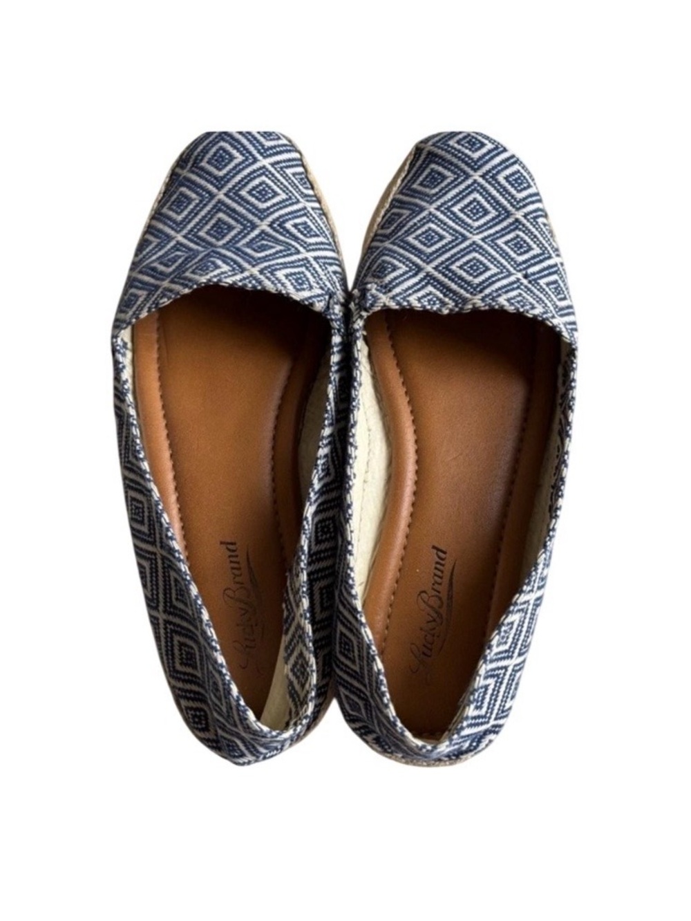 Lucky Brand Blue and White Espadrilles with Boho Pattern